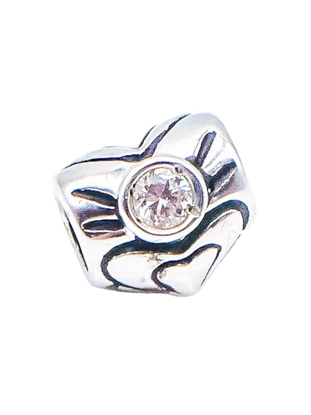 Chamilia Heart April Birthstone Sterling Silver Charm Clear Swarovski Crystals